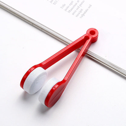 10 Pcs Red Portable Eyeglass Cleaning Clip - Dual-Sided Microfiber Tongs for Safe, Streak-Free Lens Care