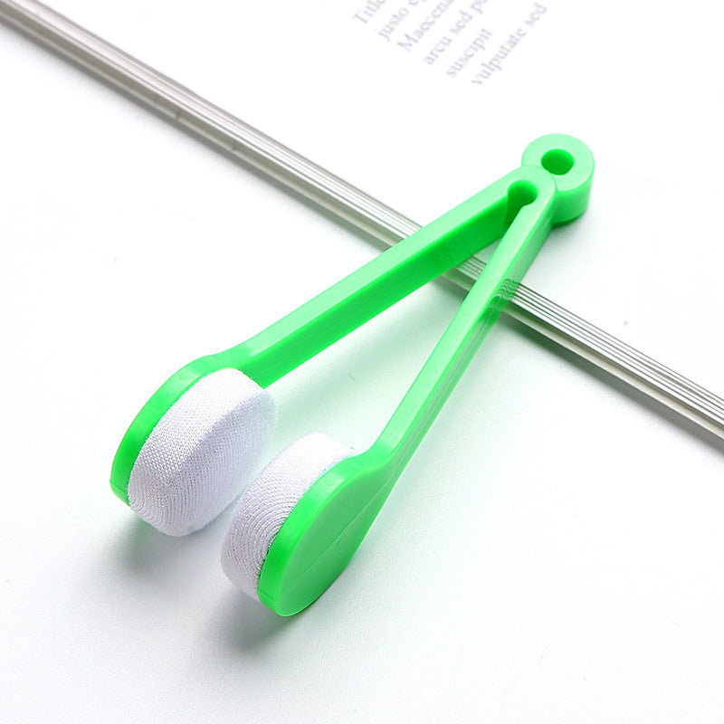 10 Pcs Green Portable Eyeglass Cleaning Clip - Dual-Sided Microfiber Tongs for Safe, Streak-Free Lens Care