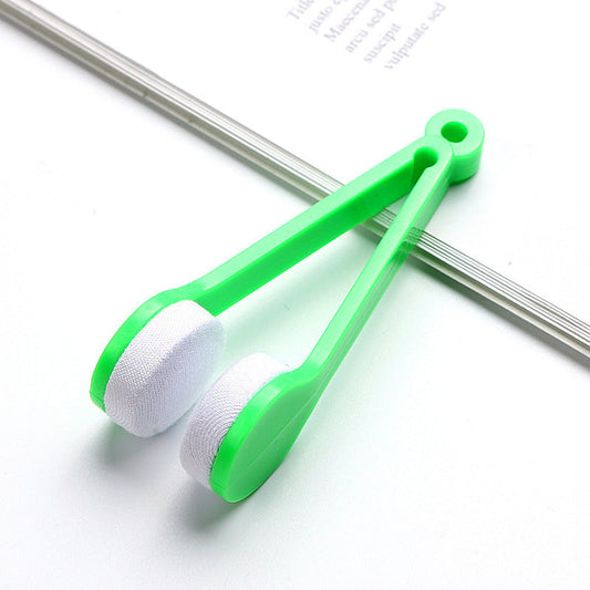 10 Pcs Green Portable Eyeglass Cleaning Clip - Dual-Sided Microfiber Tongs for Safe, Streak-Free Lens Care