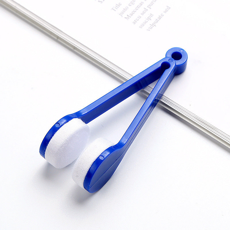 10 Pcs Blue Portable Eyeglass Cleaning Clip - Dual-Sided Microfiber Tongs for Safe, Streak-Free Lens Care