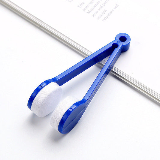 10 Pcs Blue Portable Eyeglass Cleaning Clip - Dual-Sided Microfiber Tongs for Safe, Streak-Free Lens Care