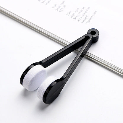 10 Pcs Black Portable Eyeglass Cleaning Clip - Dual-Sided Microfiber Tongs for Safe, Streak-Free Lens Care