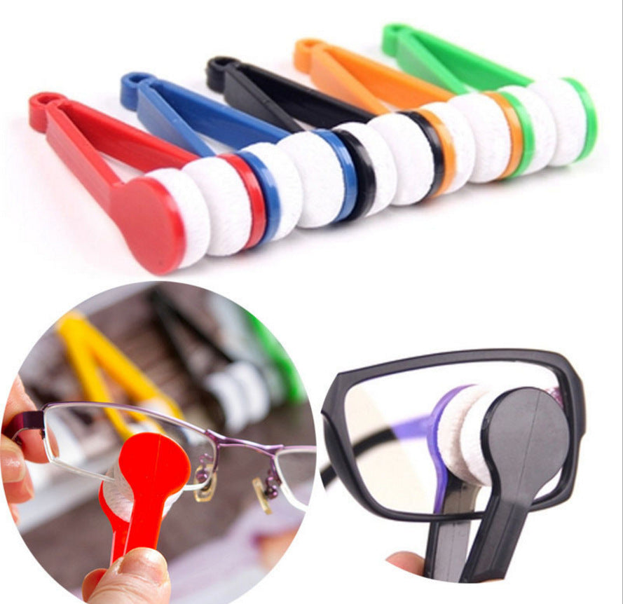 10 Pcs Black Portable Eyeglass Cleaning Clip - Dual-Sided Microfiber Tongs for Safe, Streak-Free Lens Care