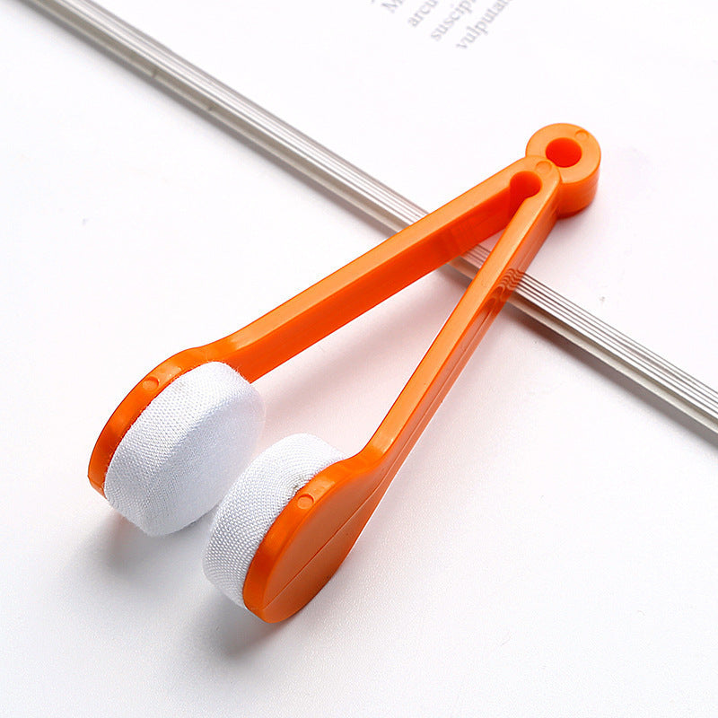 10 Pcs Orange Portable Eyeglass Cleaning Clip - Dual-Sided Microfiber Tongs for Safe, Streak-Free Lens Care