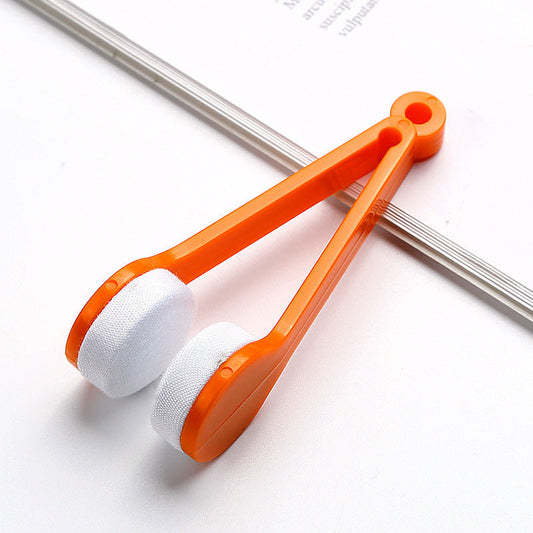 10 Pcs Orange Portable Eyeglass Cleaning Clip - Dual-Sided Microfiber Tongs for Safe, Streak-Free Lens Care