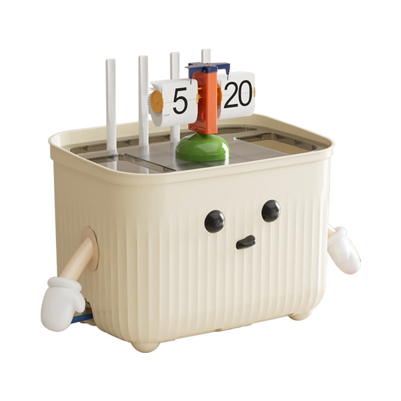 Beige Router Storage Box â€“ Multi-Layer Cable Management Organizer for Home Wi-Fi Equipment