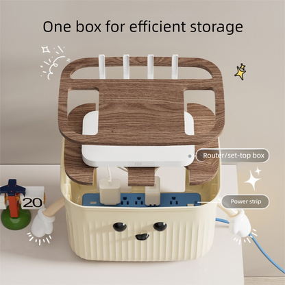 Beige Router Storage Box â€“ Multi-Layer Cable Management Organizer for Home Wi-Fi Equipment