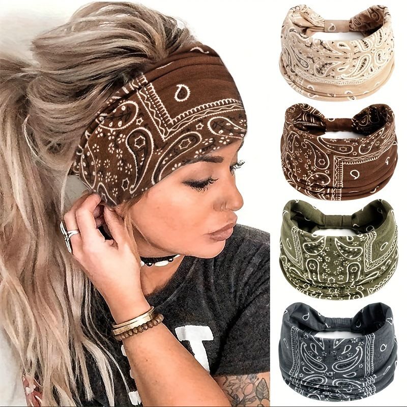 Grey Bohemian Yoga Headband – Elastic Sweat-Wicking Hairband for Women