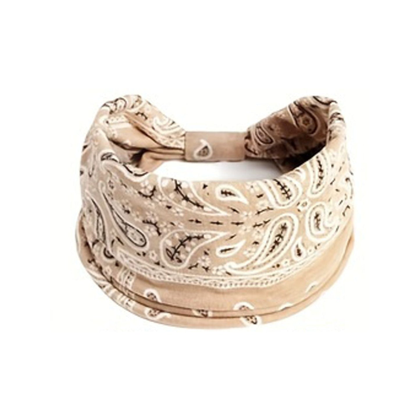 Beige Bohemian Yoga Headband – Elastic Sweat-Wicking Hairband for Women