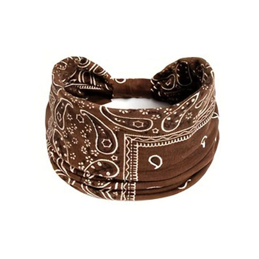 Brown Bohemian Yoga Headband – Elastic Sweat-Wicking Hairband for Women