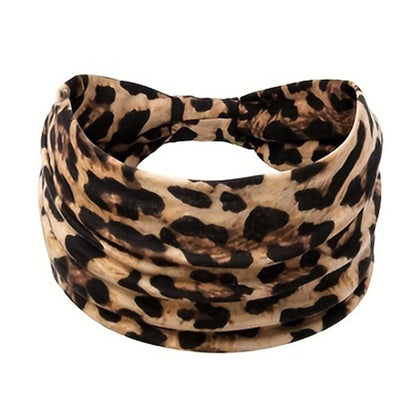 Brown Leopard print Yoga Headband – Elastic Sweat-Wicking Hairband for Women