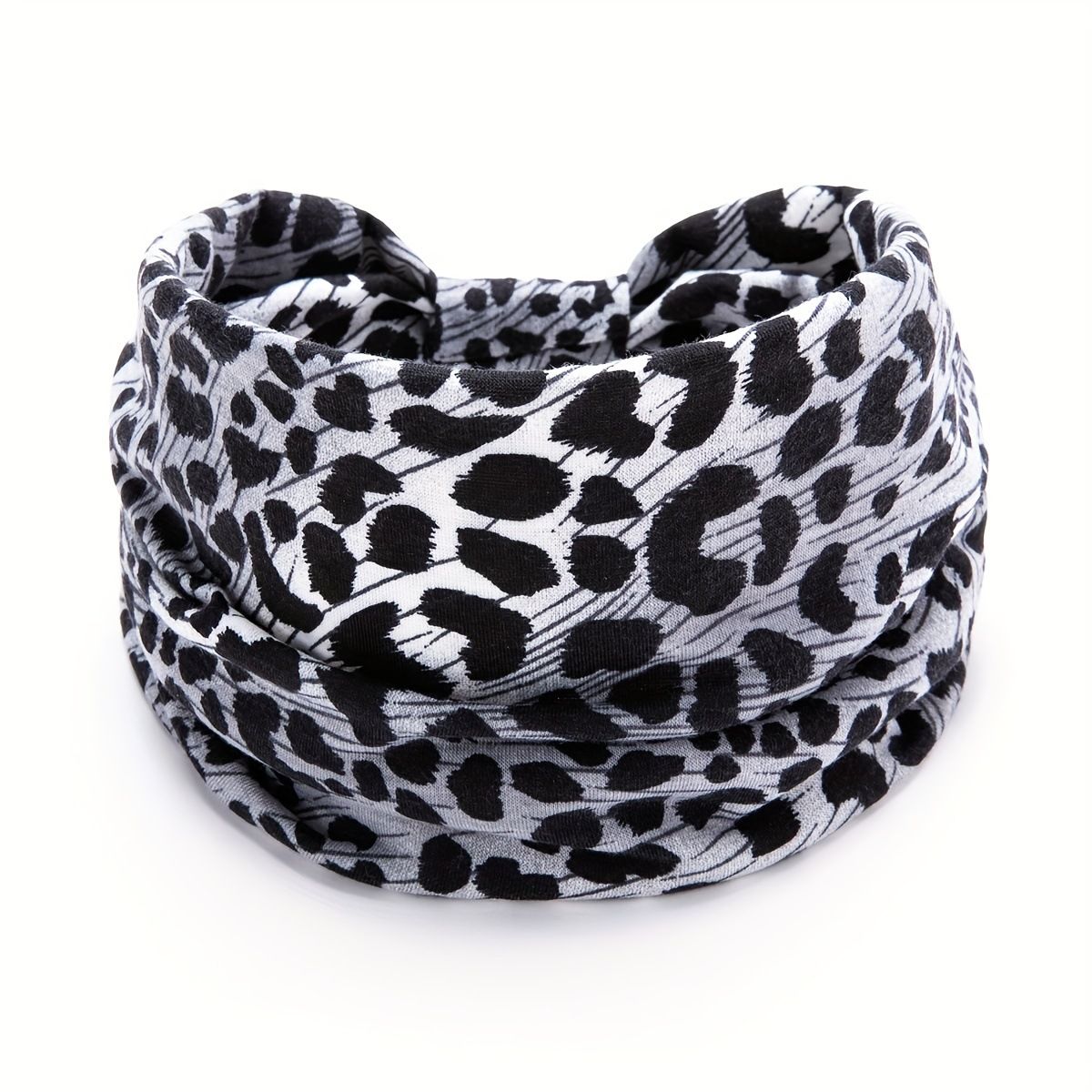 White Leopard print Yoga Headband – Elastic Sweat-Wicking Hairband for Women