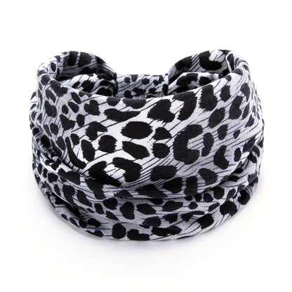White Leopard print Yoga Headband – Elastic Sweat-Wicking Hairband for Women