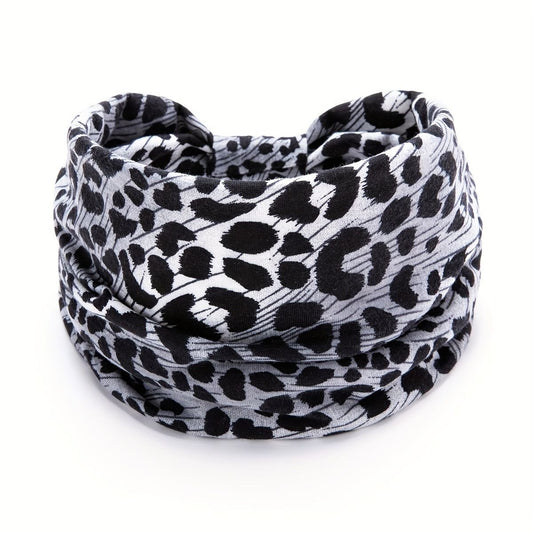 White Leopard print Yoga Headband – Elastic Sweat-Wicking Hairband for Women