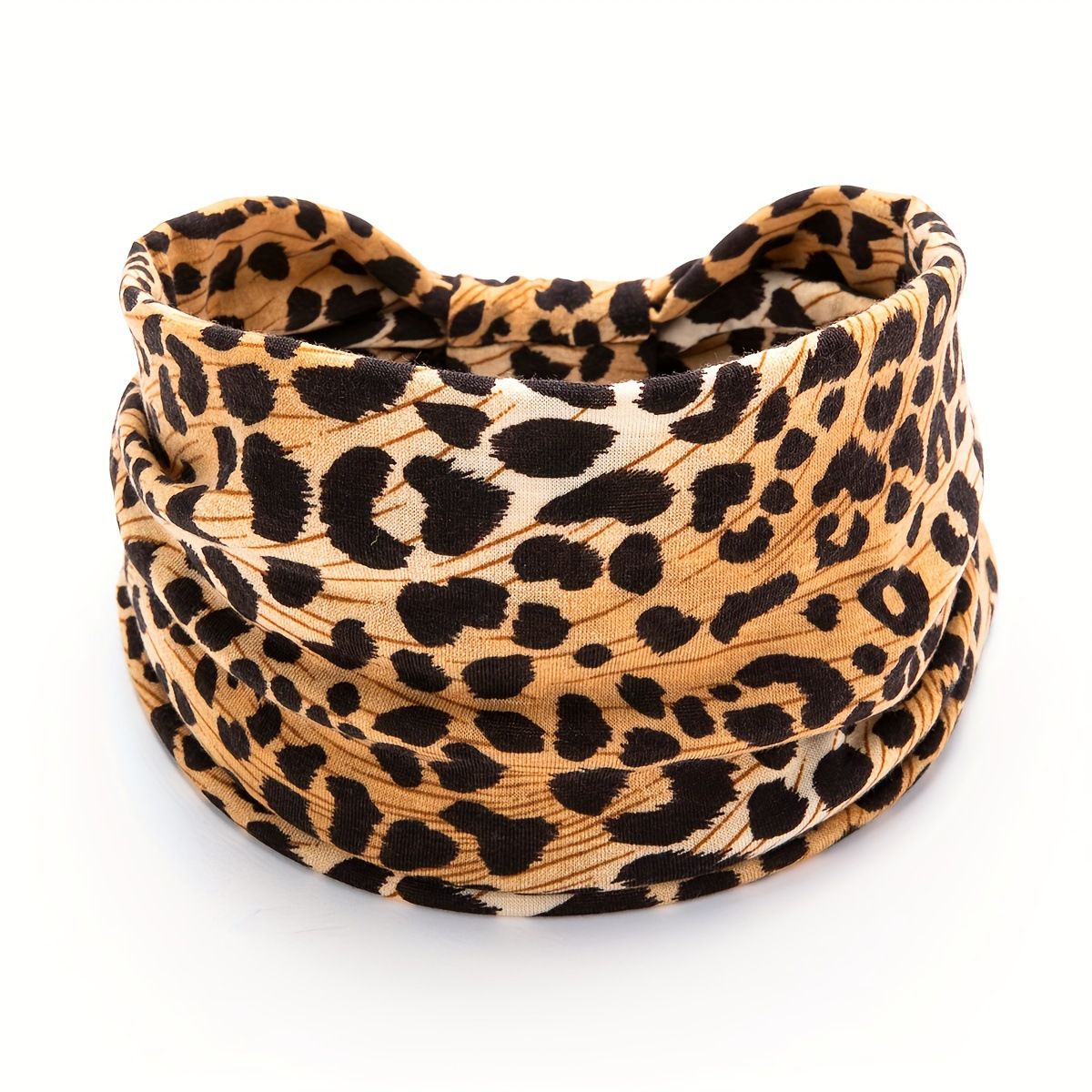 Khaki Leopard print Yoga Headband – Elastic Sweat-Wicking Hairband for Women