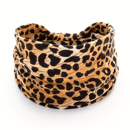 Khaki Leopard print Yoga Headband – Elastic Sweat-Wicking Hairband for Women