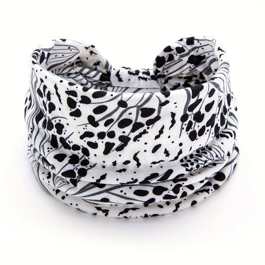 White Polka dot pattern Yoga Headband – Elastic Sweat-Wicking Hairband for Women