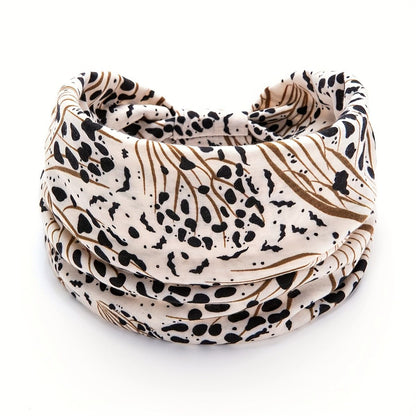 Beige Polka dot pattern Yoga Headband – Elastic Sweat-Wicking Hairband for Women