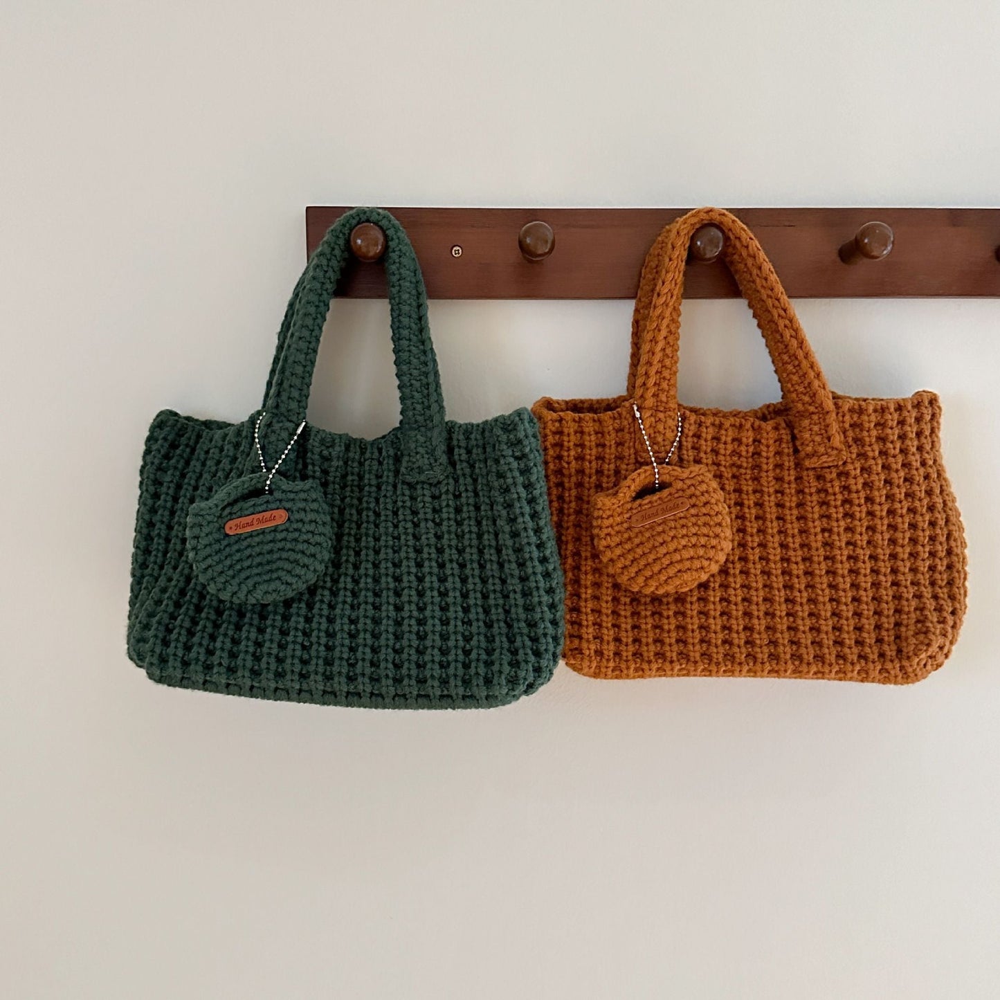 Orange Handcrafted Crochet Tote Bag – Vintage-Style Woven Cotton-Yarn Look Bag
