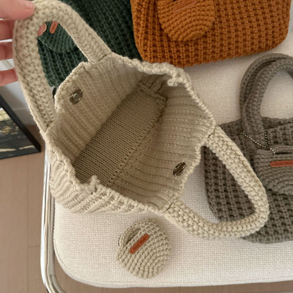Orange Handcrafted Crochet Tote Bag – Vintage-Style Woven Cotton-Yarn Look Bag
