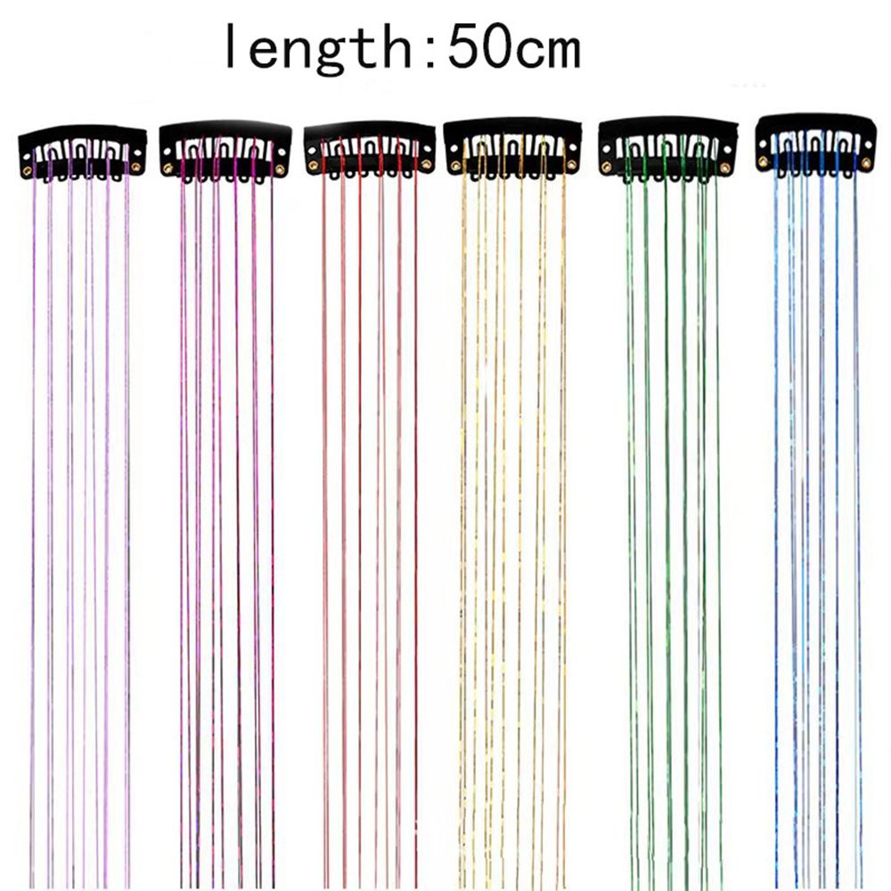 Silver Laser Iridescent Hair Extensions – 12-Piece Clip-In Highlight Strands (High-Temperature Fiber)