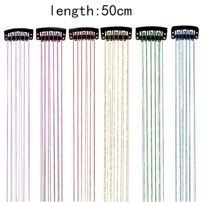 Pink Laser Iridescent Hair Extensions – 12-Piece Clip-In Highlight Strands (High-Temperature Fiber)