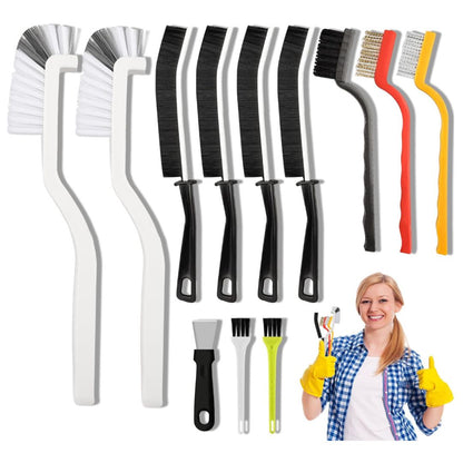 Set A Multi-Use Heavy-Duty Cleaning Brush Set â€“ 12-Piece Hard Bristle Tool Kit for Kitchen, Bathroom & Tight Spaces