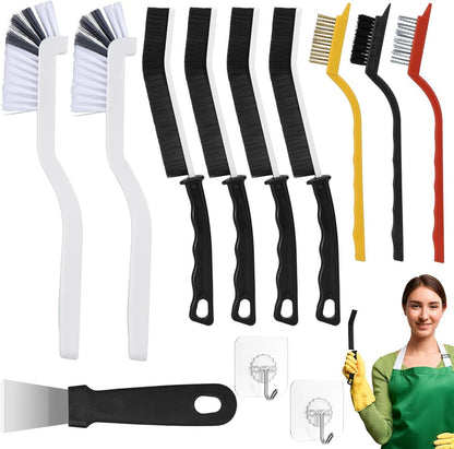 Set B Multi-Use Heavy-Duty Cleaning Brush Set â€“ 12-Piece Hard Bristle Tool Kit for Kitchen, Bathroom & Tight Spaces