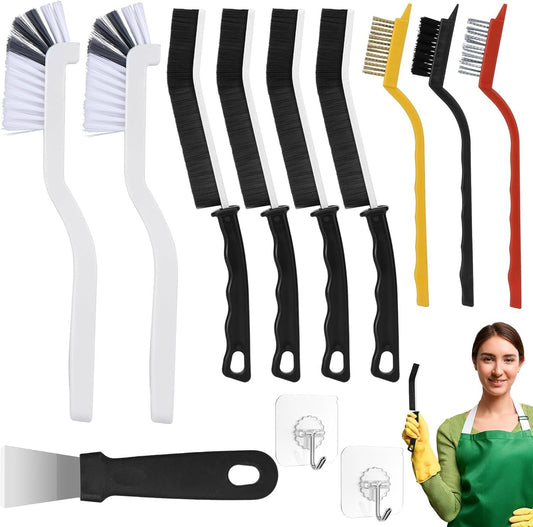 Set B Multi-Use Heavy-Duty Cleaning Brush Set â€“ 12-Piece Hard Bristle Tool Kit for Kitchen, Bathroom & Tight Spaces