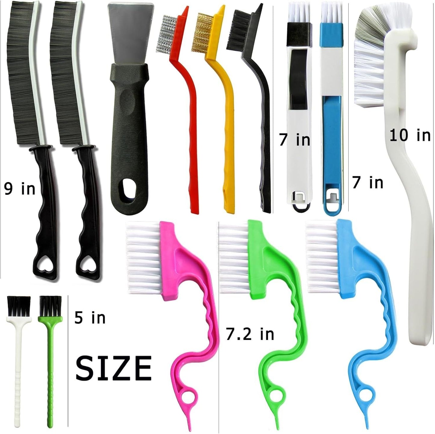 Set B Multi-Use Heavy-Duty Cleaning Brush Set â€“ 12-Piece Hard Bristle Tool Kit for Kitchen, Bathroom & Tight Spaces