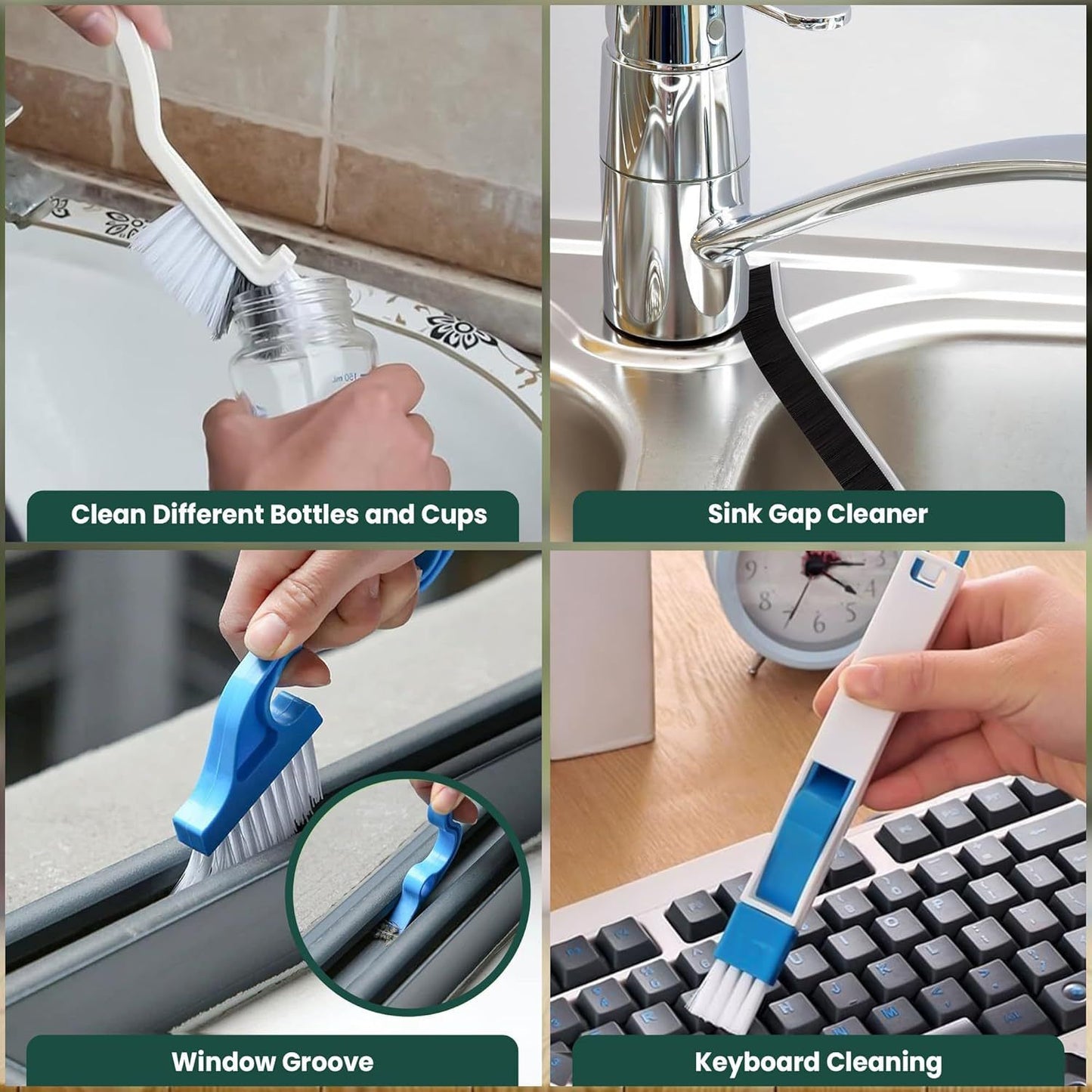 Set B Multi-Use Heavy-Duty Cleaning Brush Set â€“ 12-Piece Hard Bristle Tool Kit for Kitchen, Bathroom & Tight Spaces