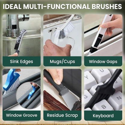 Set B Multi-Use Heavy-Duty Cleaning Brush Set â€“ 12-Piece Hard Bristle Tool Kit for Kitchen, Bathroom & Tight Spaces