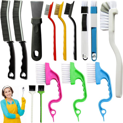 Set B Multi-Use Heavy-Duty Cleaning Brush Set â€“ 14-Piece Hard Bristle Tool Kit for Kitchen, Bathroom & Tight Spaces