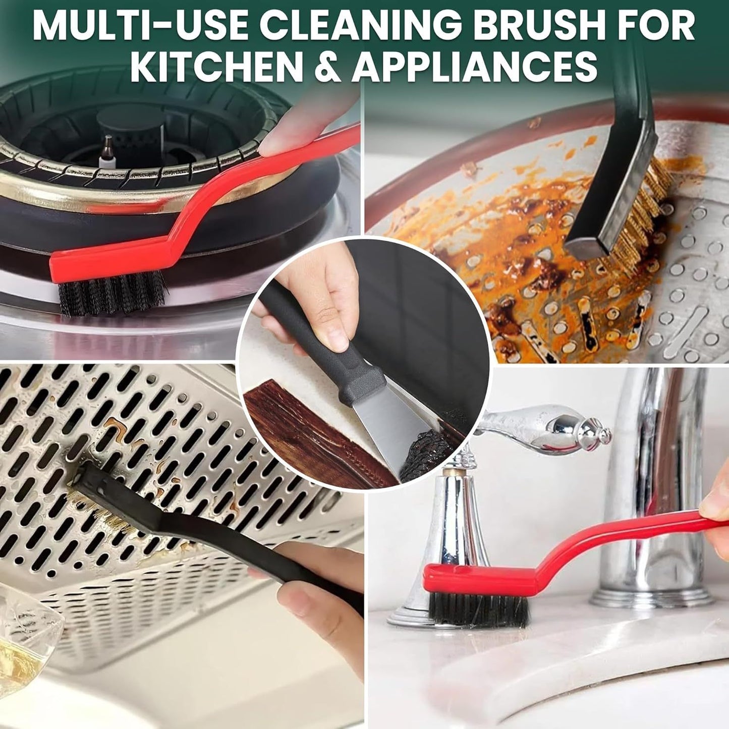 Set B Multi-Use Heavy-Duty Cleaning Brush Set â€“ 14-Piece Hard Bristle Tool Kit for Kitchen, Bathroom & Tight Spaces