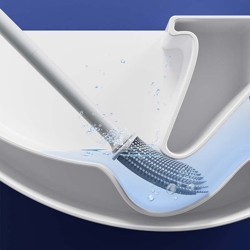 White Wall-Mountable Toilet Brush Set â€“ Soft-Tip 360Â° Cleaning System