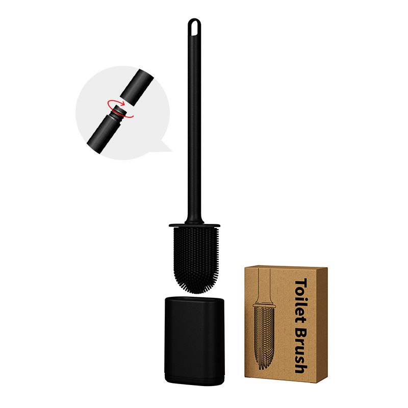 Black Wall-Mountable Toilet Brush Set â€“ Soft-Tip 360Â° Cleaning System