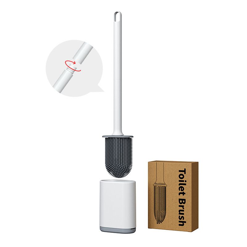 2 Pcs (Black + White) Wall-Mountable Toilet Brush Set â€“ Soft-Tip 360Â° Cleaning System