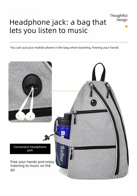 Grey Pickleball Multi-Sport Backpack â€“ Oxford Fabric, Dual-Carry, Smart-Organized