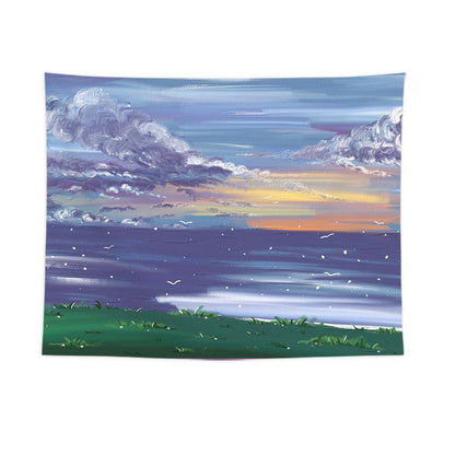 Sunset over a meadow Wall Tapestry 200x150cm - Soft Plush Fabric Hanging for Bedroom, Living Room, Dorm Decor - Includes Mounting Kit for Easy Installation