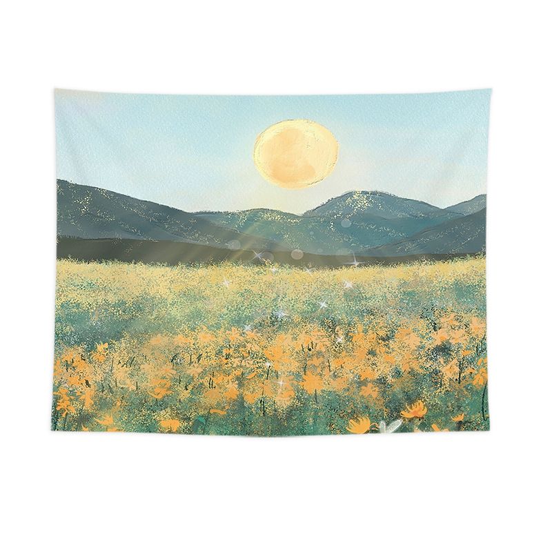 Sun and Flower Motifs Wall Tapestry 200x150cm - Soft Plush Fabric Hanging for Bedroom, Living Room, Dorm Decor - Includes Mounting Kit for Easy Installation
