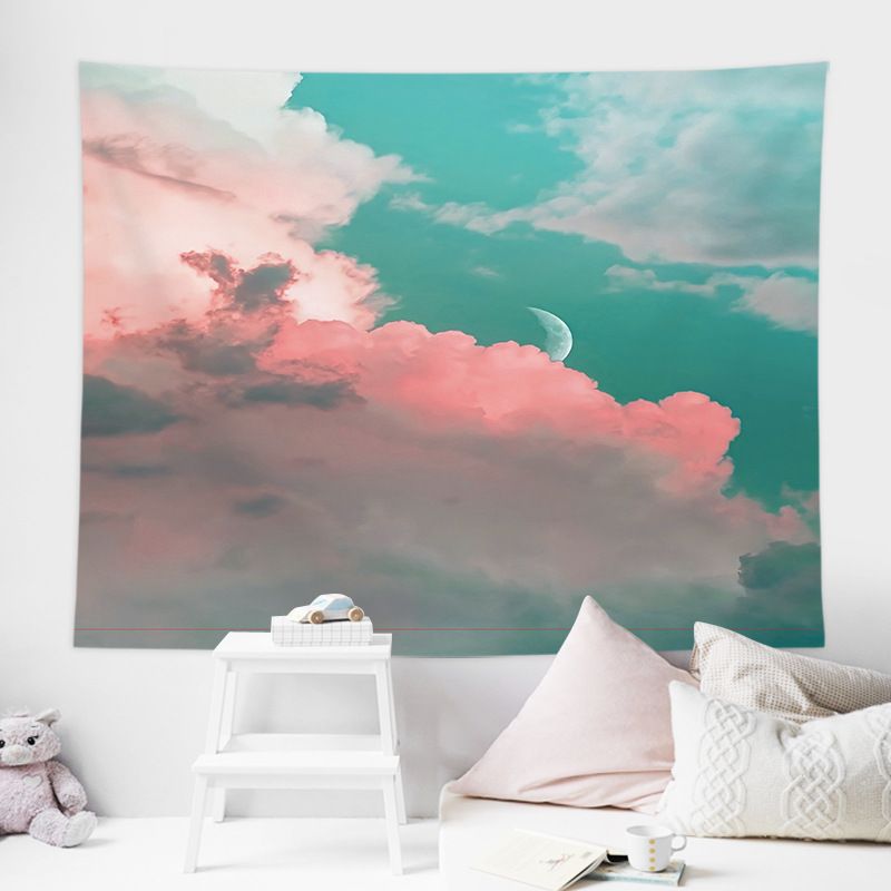 Sun and Flower Motifs Wall Tapestry 200x150cm - Soft Plush Fabric Hanging for Bedroom, Living Room, Dorm Decor - Includes Mounting Kit for Easy Installation