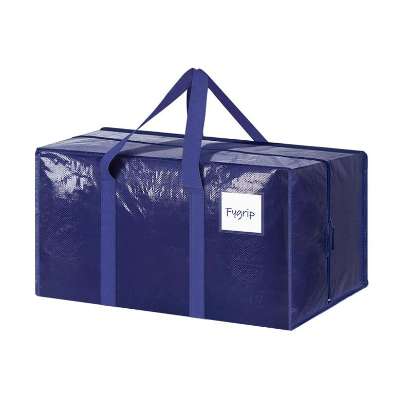1 Pack Extra Heavy Duty Large Moving Bags with Strong Zipper & Comfortable Handles, Sturdy & Durable Clothes Storage Bags Totes Bins,  Packing Moving Boxes for Clothes, Bedding, Dorm & Travel, Dark Blue