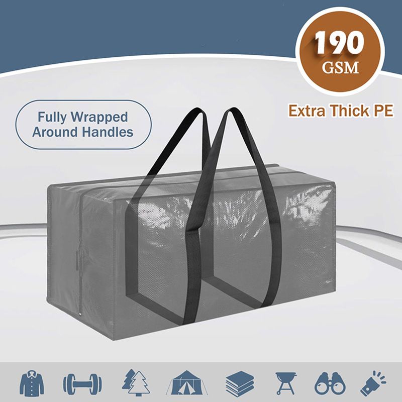 1 Pack Extra Heavy Duty Large Moving Bags with Strong Zipper & Comfortable Handles, Sturdy & Durable Clothes Storage Bags Totes Bins,  Packing Moving Boxes for Clothes, Bedding, Dorm & Travel, Dark Blue