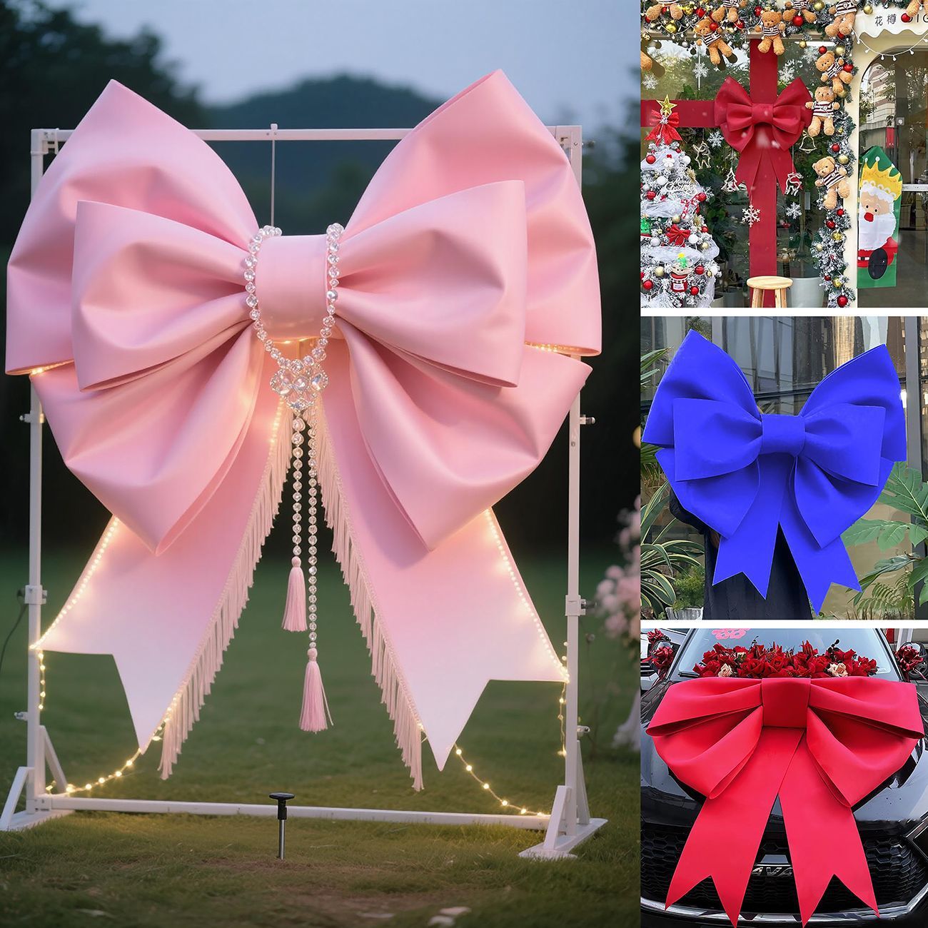 Red EVA Glitter Bow Decoration DIY Kit - 75cm x 100cm DIY Party & Event Backdrop Bow for Valentine's Day, Christmas, Birthday, Wedding, Shop Display