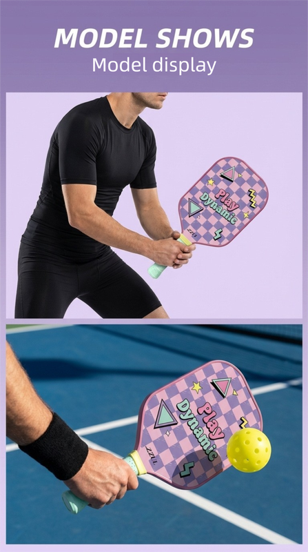 Pink and Purple Pickleball Paddle Set - Fiberglass Face with PP Honeycomb Core, 2 Paddles 4 Balls & Carry Bag - Lightweight Vibration Dampening Grip for Beginners & Family Play