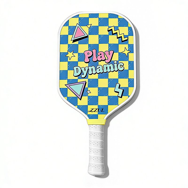 Yellow and Blue Pickleball Paddle Set - Fiberglass Face with PP Honeycomb Core, 2 Paddles 4 Balls & Carry Bag - Lightweight Vibration Dampening Grip for Beginners & Family Play
