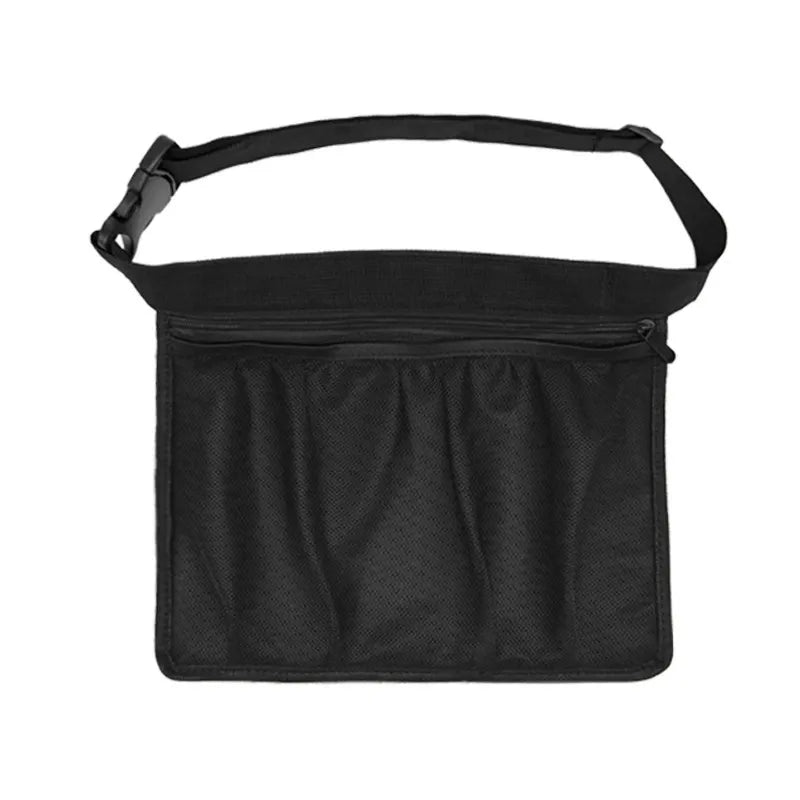 Black Mesh Ball Waist Bag - Large Capacity Portable Pickleball & Tennis Ball Carrier with Adjustable Belt & Inner Pocket - Lightweight Sports Storage Pouch for Training & Outdoor Play