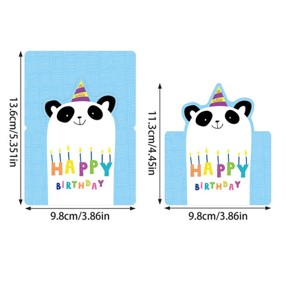 3 Sets 3D Pop-up Birthday Card Set - 3*10pcs Cartoon Panda/Cake/Balloon Greeting Cards with Envelopes, Handwritten Message Foldable Cards for Kids/Friends/Party Favors