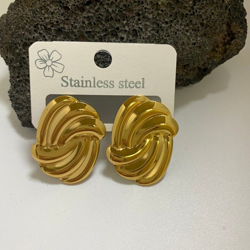 Combination A 18K Gold-Plated Stainless Steel Earring Set - 3 Pairs Minimalist Geometric Studs for Women with Gift Box Packaging