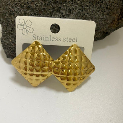 Combination A 18K Gold-Plated Stainless Steel Earring Set - 3 Pairs Minimalist Geometric Studs for Women with Gift Box Packaging
